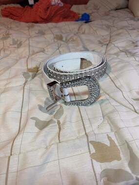 Luxury Divas White Rhinestone Western Belt XXL